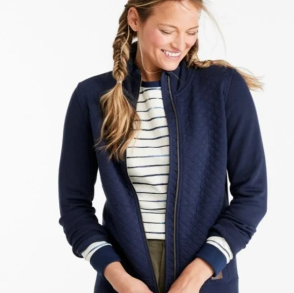 LL Bean Women's Quilted Full Zip Sweatshirt, Size XL, Cream - Picture 14 of 14